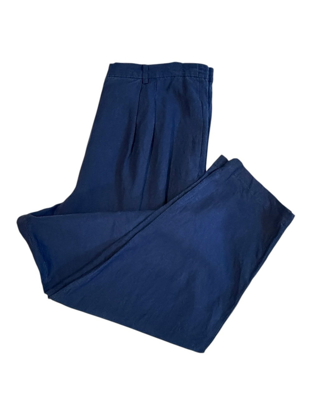 August Silk silk/linen blend navy blue pleated dress pants Women’s large | e
